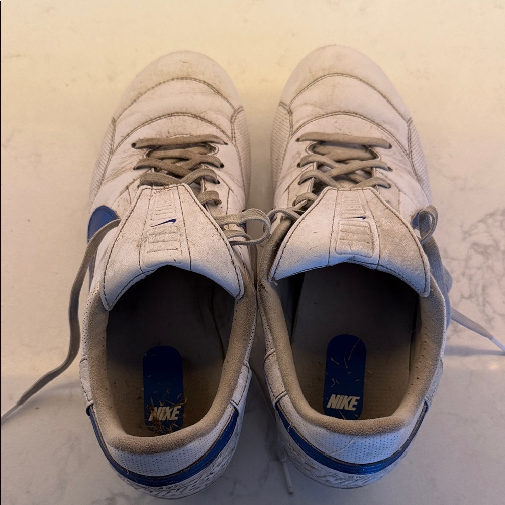 Nike Tiempo Men's White and Blue cleats